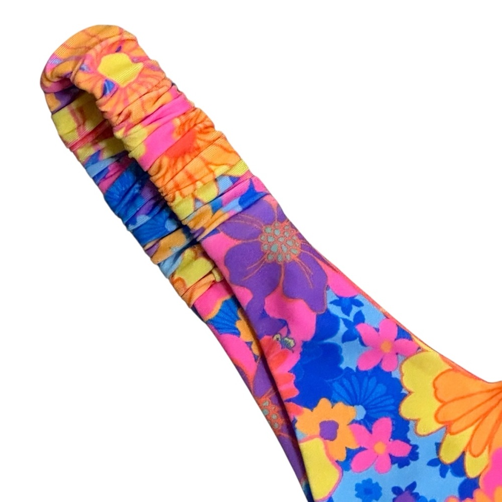 Kulani Kinis Floral Retro Thong Bikini Bottom Orange Pink Blue Purple Large Swim - Picture 3 of 8